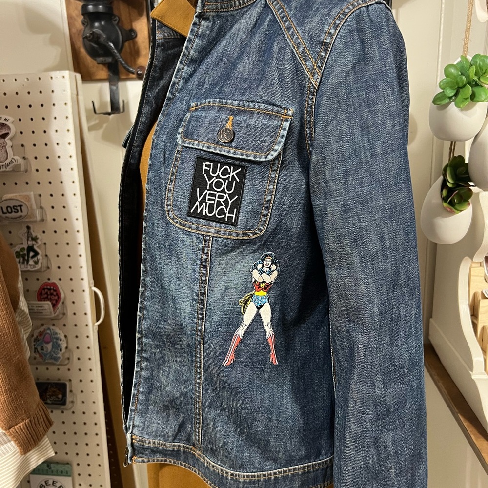 Denim Jacket with Super Woman Patch